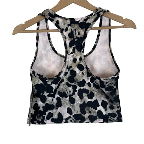 NWT EVCR Bra Tank Womens S Black Tan Leopard Print Cropped Racerback Athleisure - Picture 3 of 4